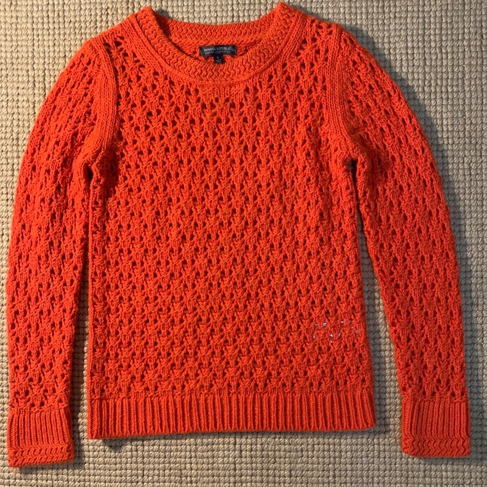 Banana Republic Women’s Small S Chunky Sweater Star Stitch Crochet Wool Alpaca